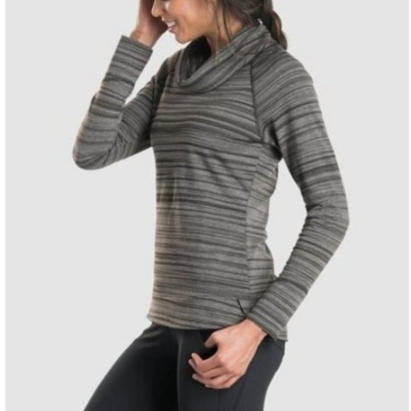 Kuhl Tops - Kuhl Piper Cowl Neck Pullover Sweater Black Gray Hiking Outdoors S